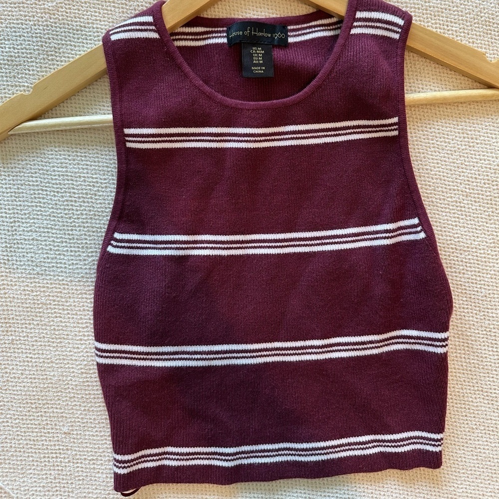 House of Harlow 1960 Revolve Red Fitted Ribbed Crop Sleeveless Tank Top
